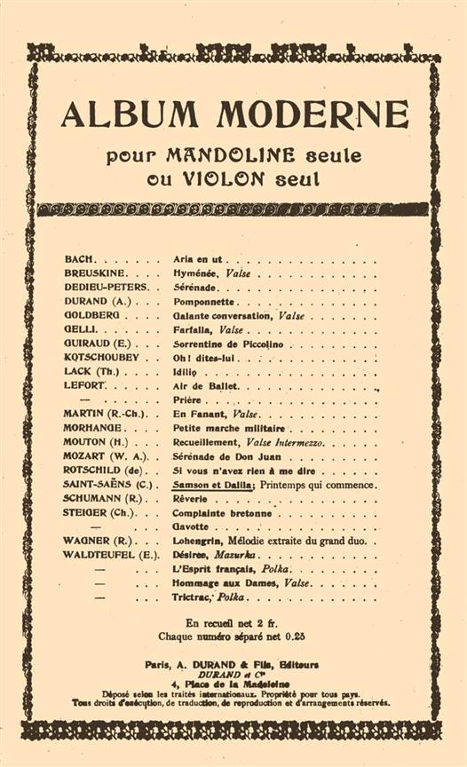 Samson Et Dalila N 6 Violon Seul